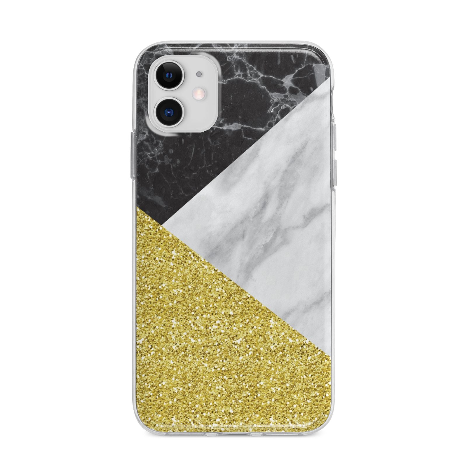 Marble Black Gold Apple iPhone 11 in White with Bumper Case