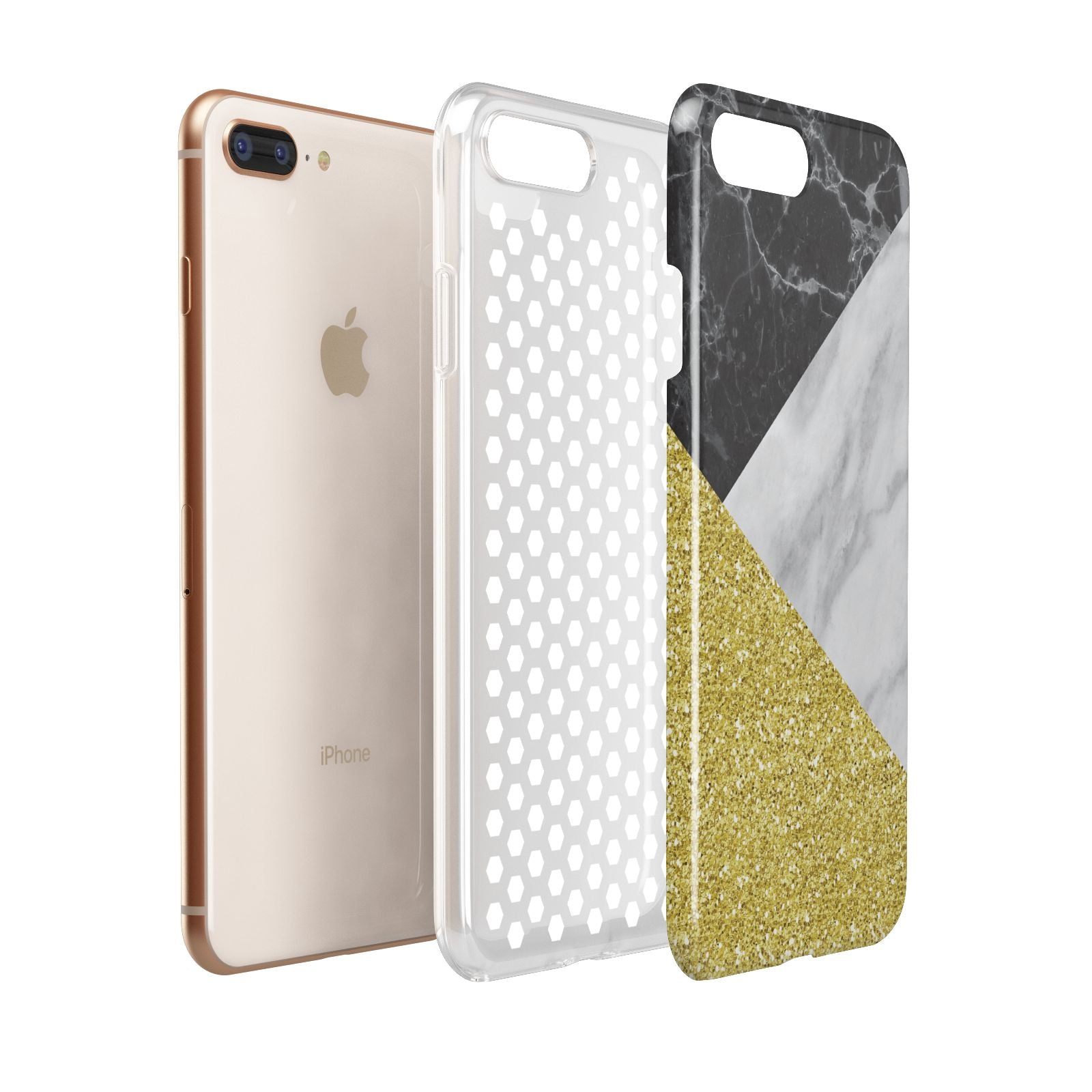 Marble Black Gold Apple iPhone 7 8 Plus 3D Tough Case Expanded View