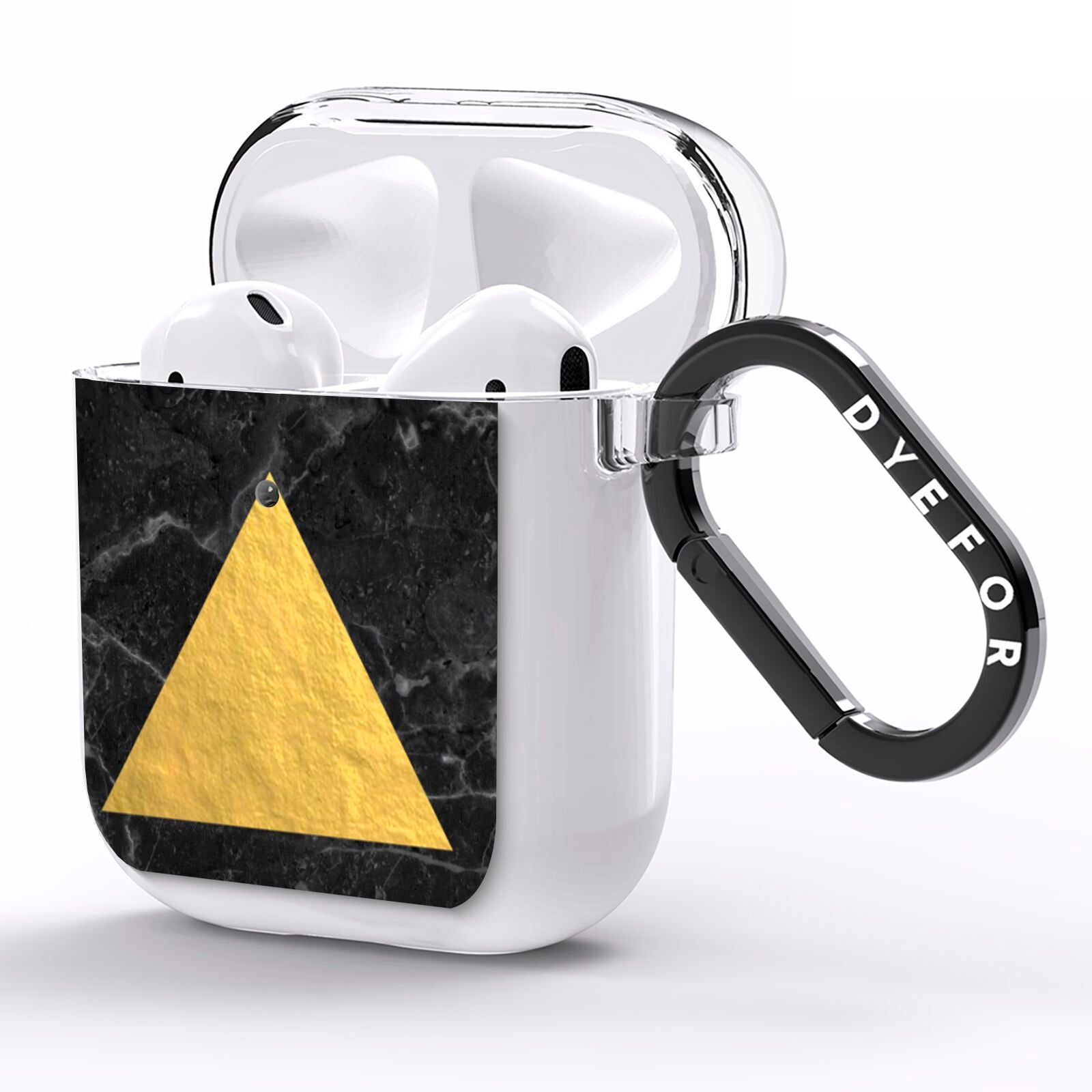 Marble Black Gold Foil AirPods Clear Case Side Image