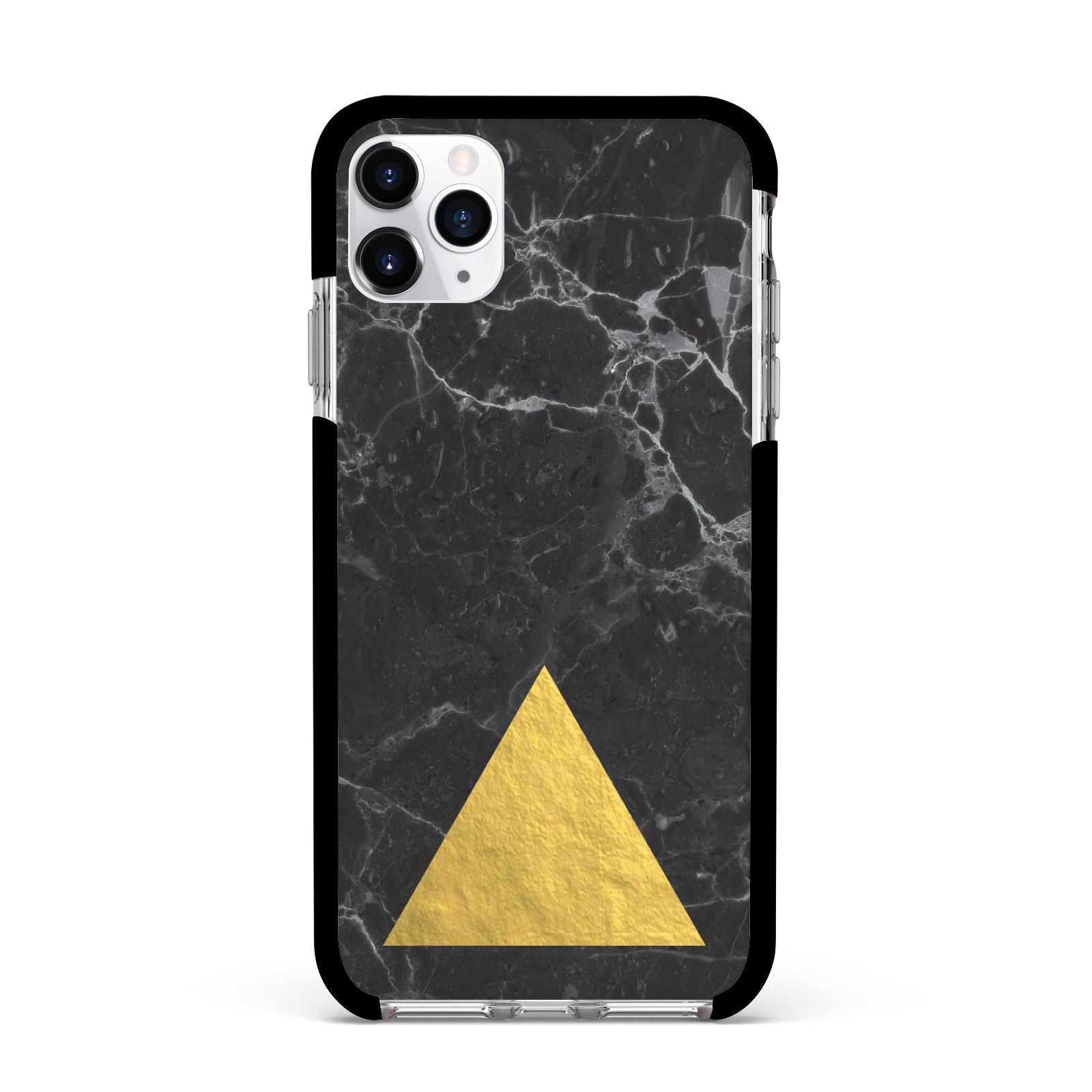 Marble Black Gold Foil Apple iPhone 11 Pro Max in Silver with Black Impact Case