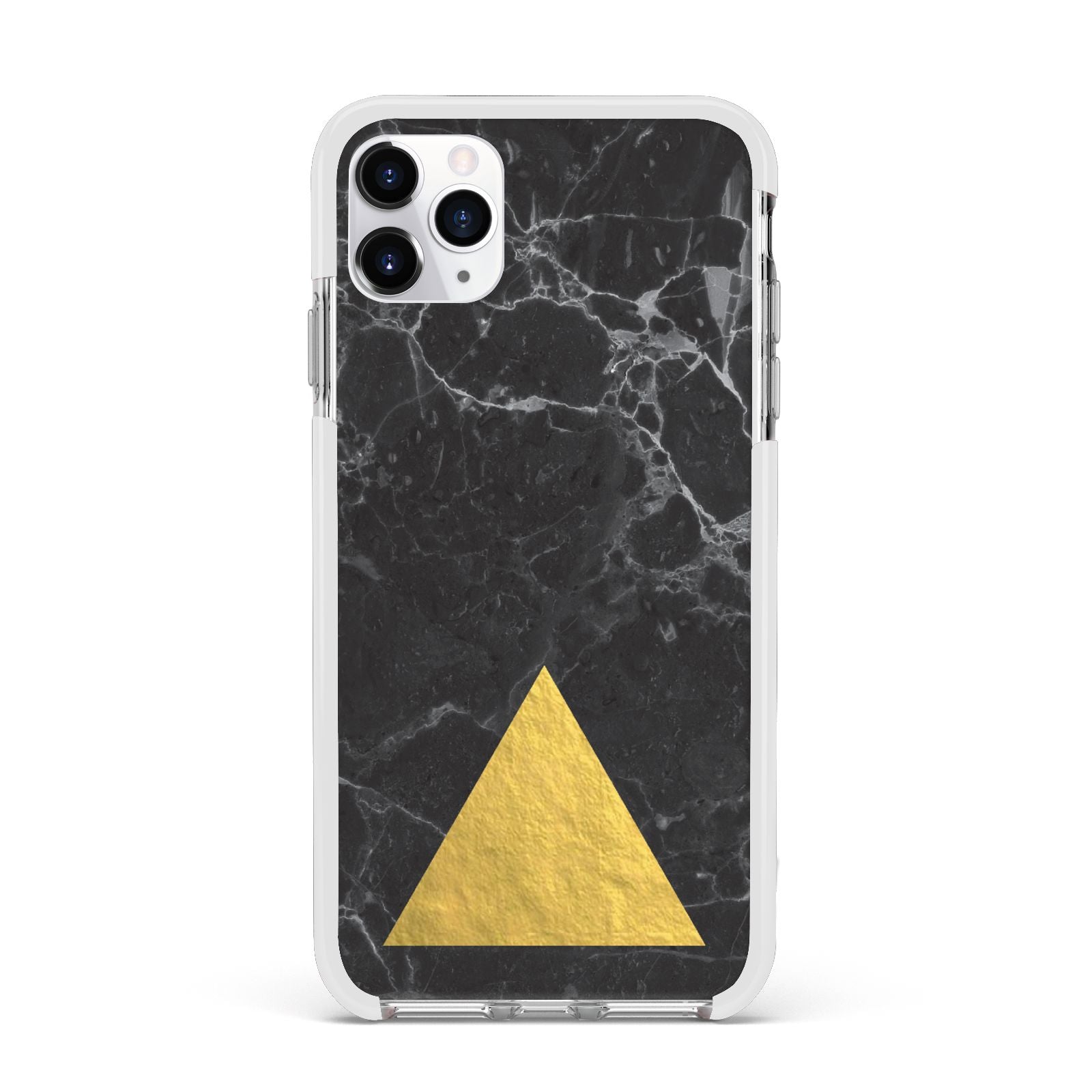 Marble Black Gold Foil Apple iPhone 11 Pro Max in Silver with White Impact Case