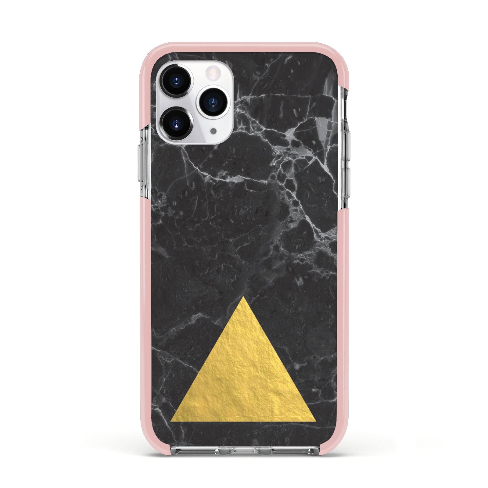 Marble Black Gold Foil Apple iPhone 11 Pro in Silver with Pink Impact Case
