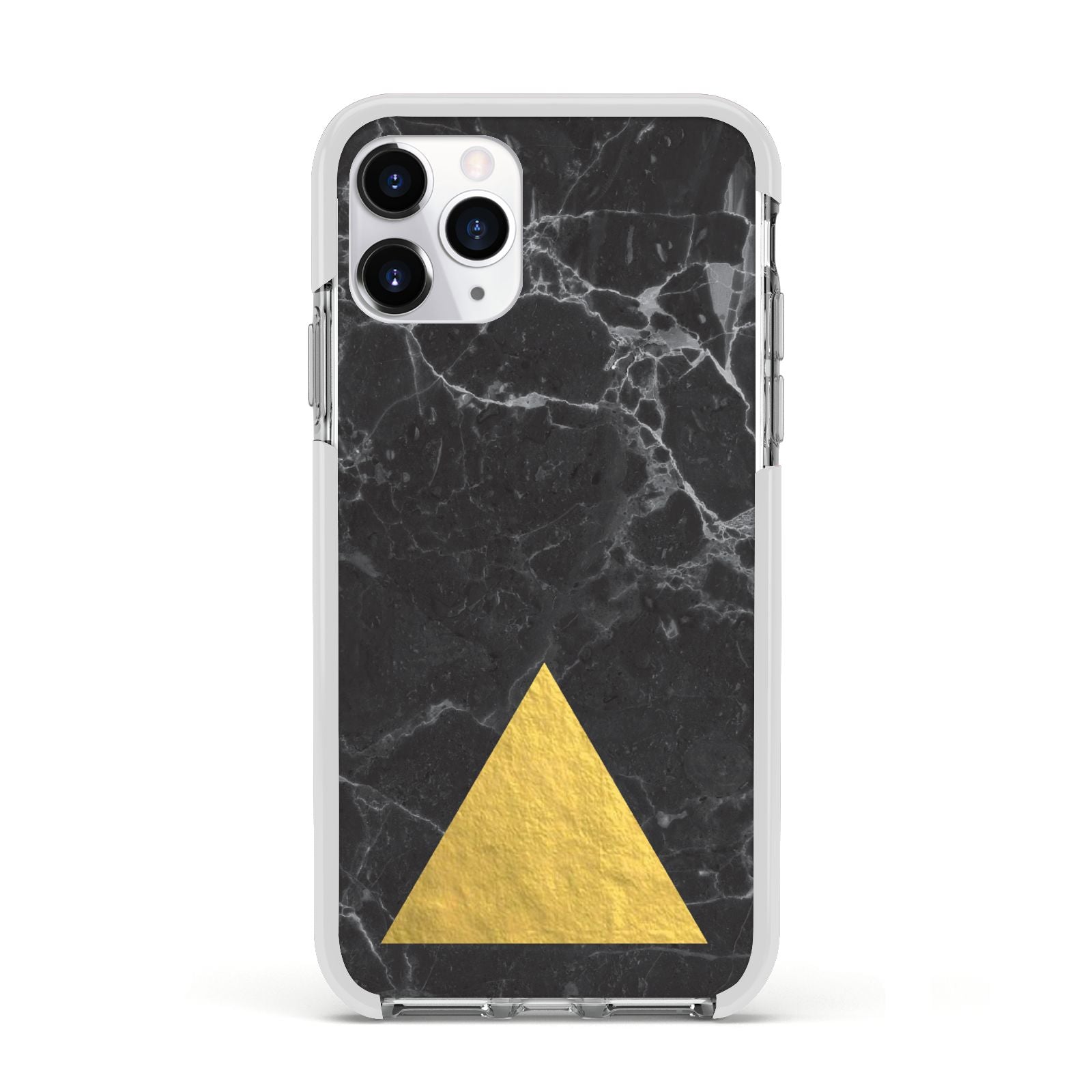Marble Black Gold Foil Apple iPhone 11 Pro in Silver with White Impact Case