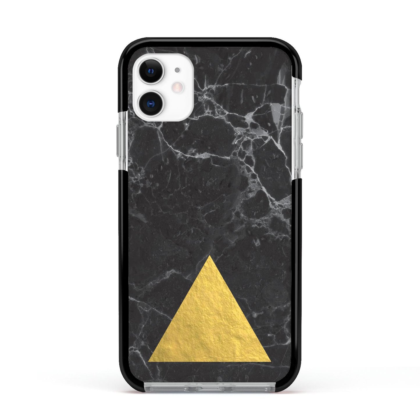 Marble Black Gold Foil Apple iPhone 11 in White with Black Impact Case