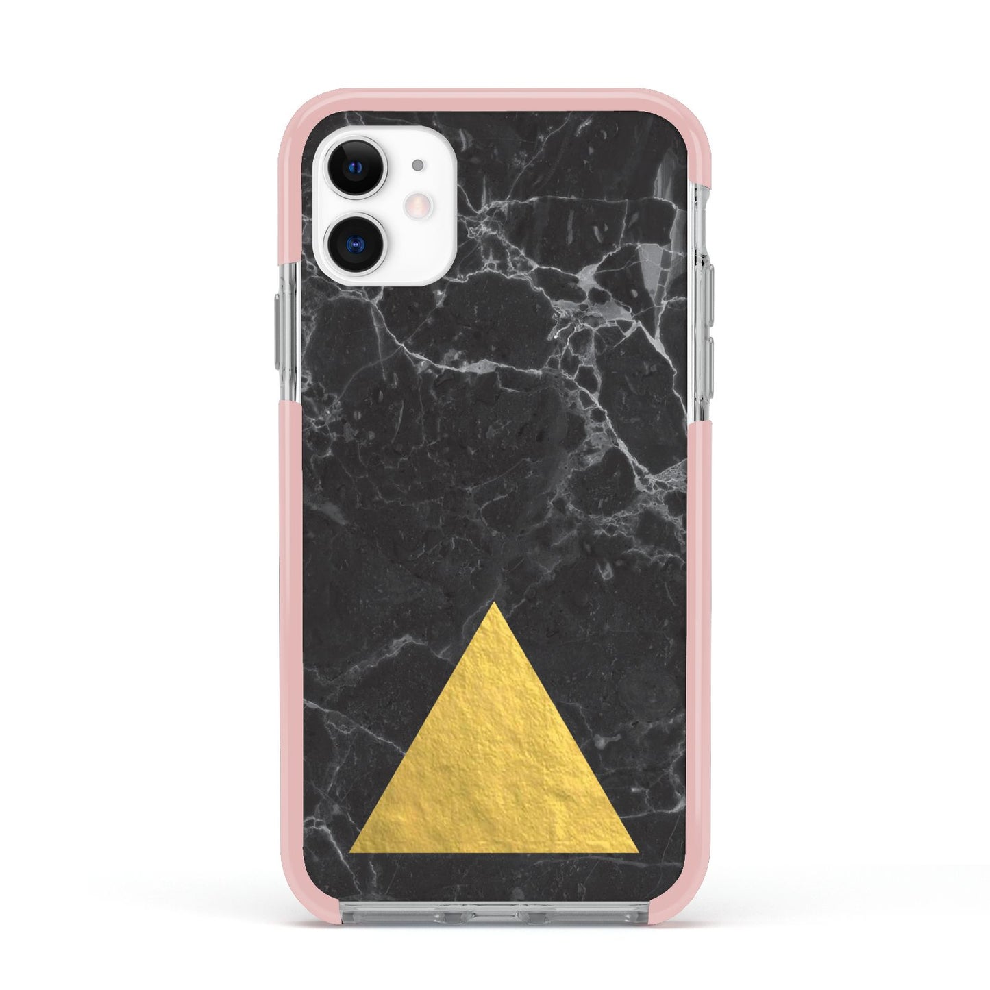 Marble Black Gold Foil Apple iPhone 11 in White with Pink Impact Case