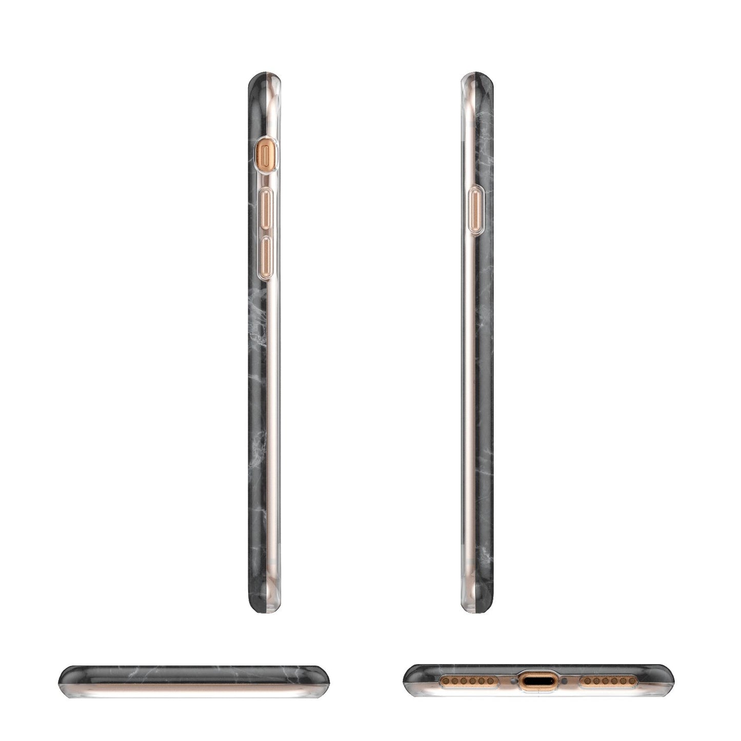 Marble Black Gold Foil Apple iPhone 7 8 3D Wrap Tough Case Alternative Image Angles