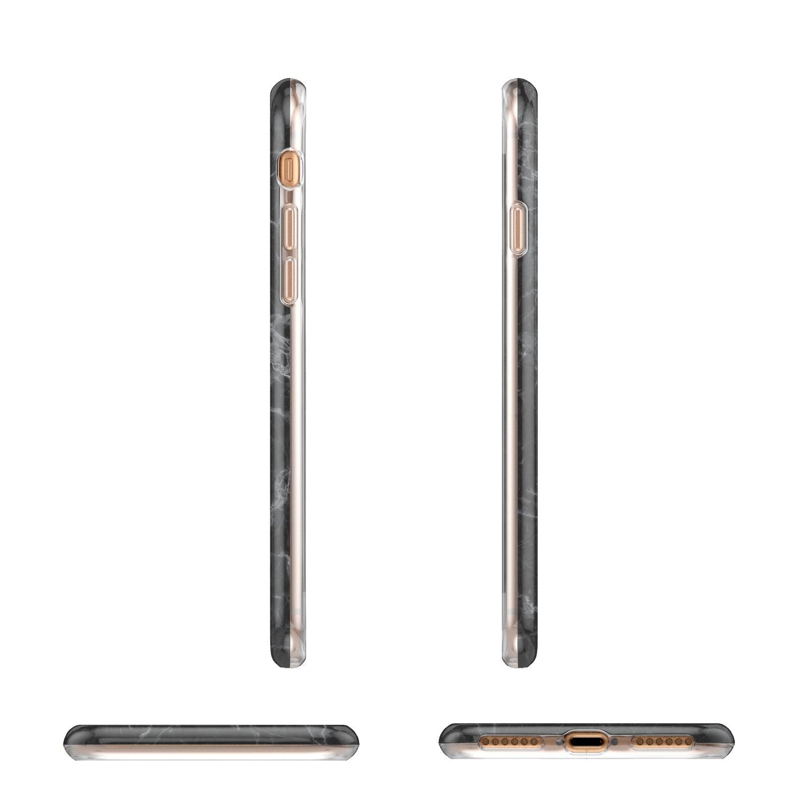 Marble Black Gold Foil Apple iPhone 7 8 3D Wrap Tough Case Alternative Image Angles