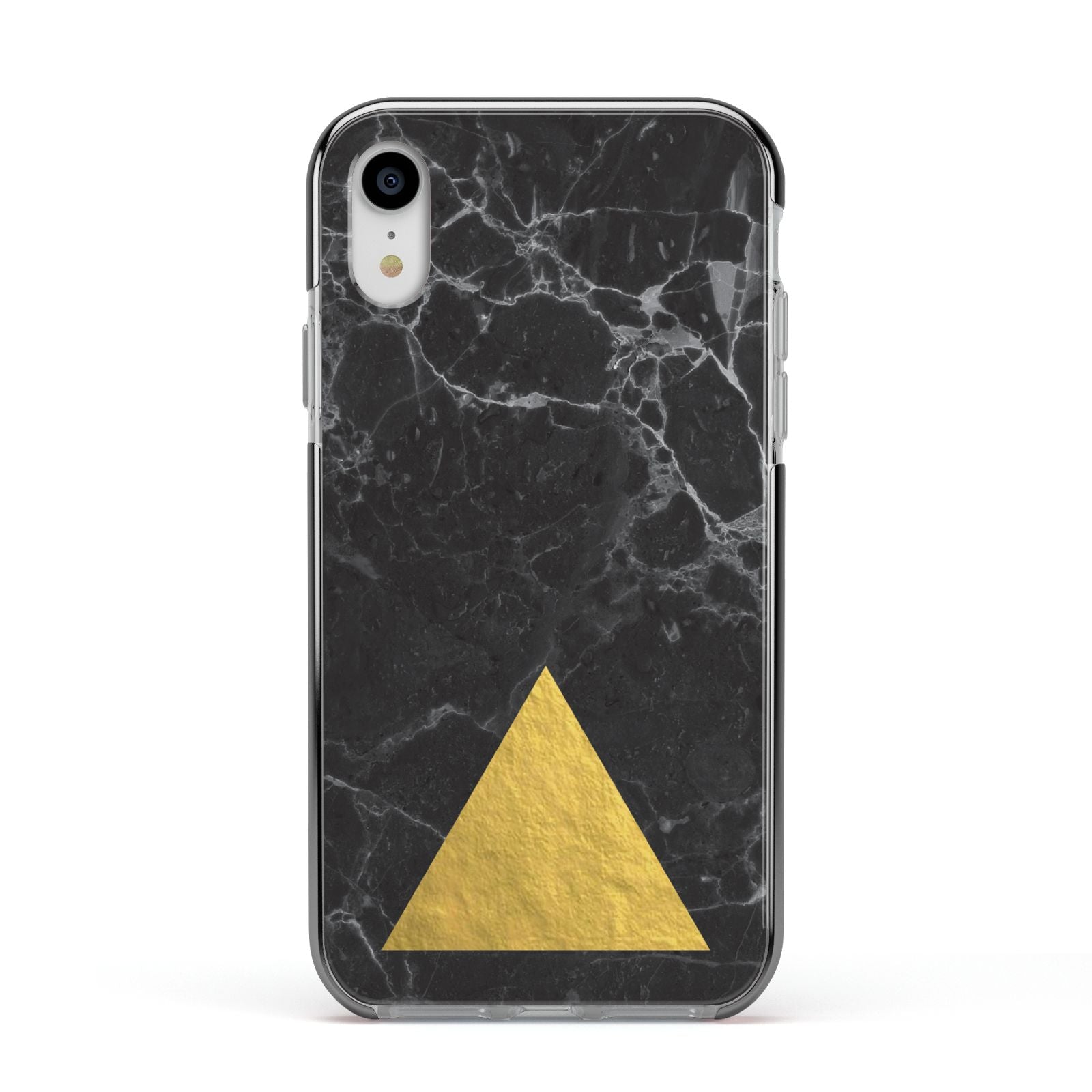 Marble Black Gold Foil Apple iPhone XR Impact Case Black Edge on Silver Phone