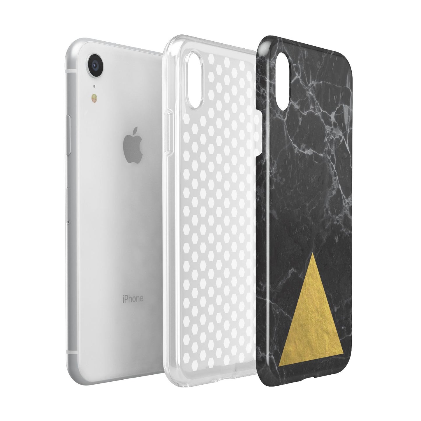 Marble Black Gold Foil Apple iPhone XR White 3D Tough Case Expanded view