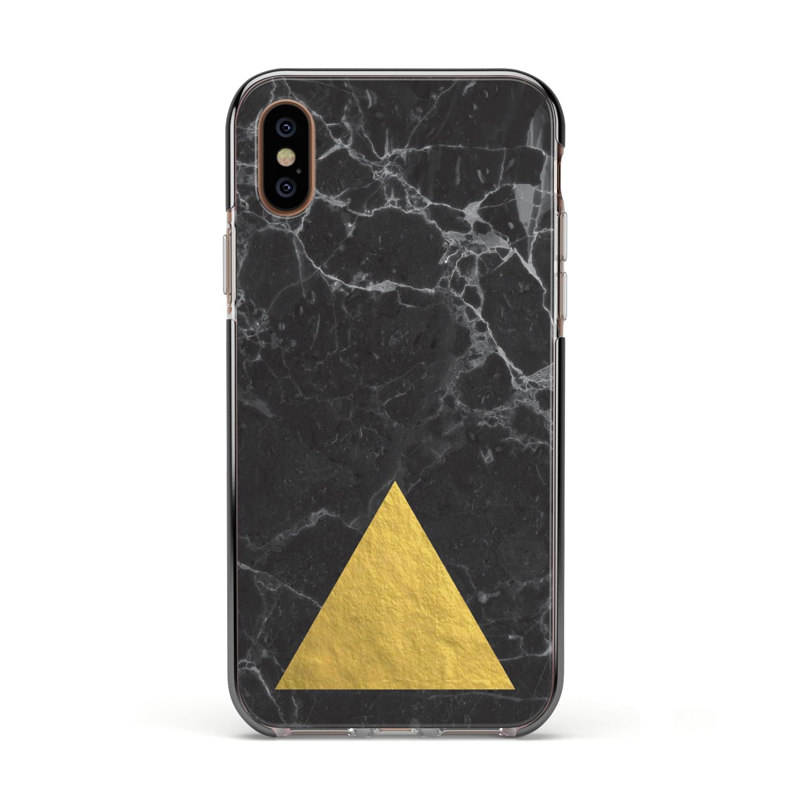 Marble Black Gold Foil Apple iPhone Xs Impact Case Black Edge on Gold Phone