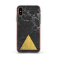 Marble Black Gold Foil Apple iPhone Xs Impact Case Pink Edge on Gold Phone