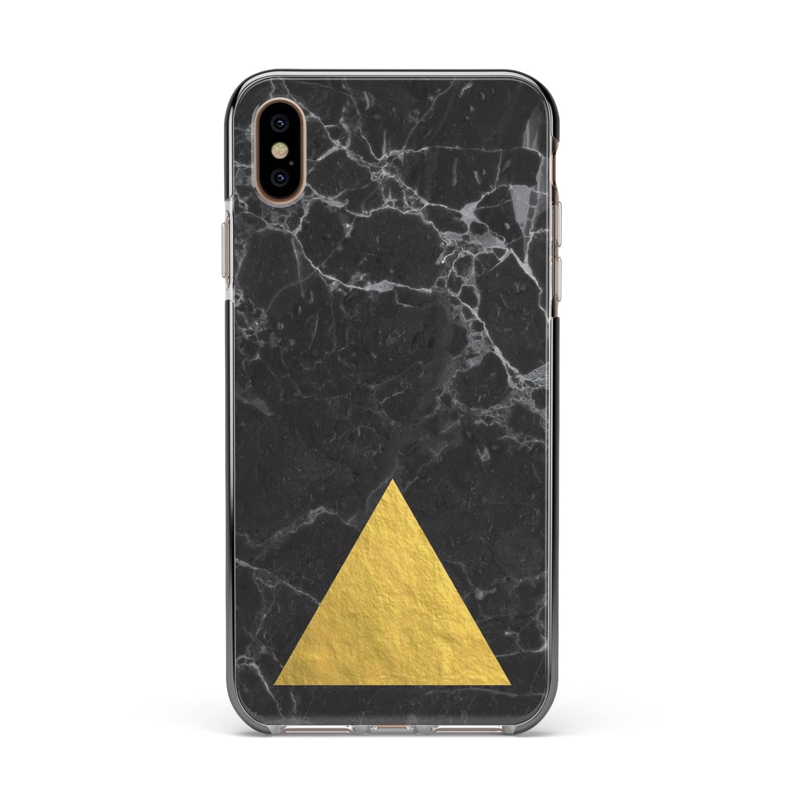 Marble Black Gold Foil Apple iPhone Xs Max Impact Case Black Edge on Gold Phone