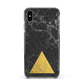 Marble Black Gold Foil Apple iPhone Xs Max Impact Case Black Edge on Silver Phone