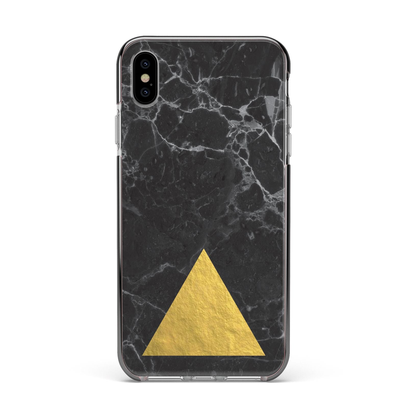 Marble Black Gold Foil Apple iPhone Xs Max Impact Case Black Edge on Silver Phone