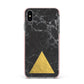 Marble Black Gold Foil Apple iPhone Xs Max Impact Case Pink Edge on Silver Phone