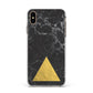 Marble Black Gold Foil Apple iPhone Xs Max Impact Case White Edge on Gold Phone