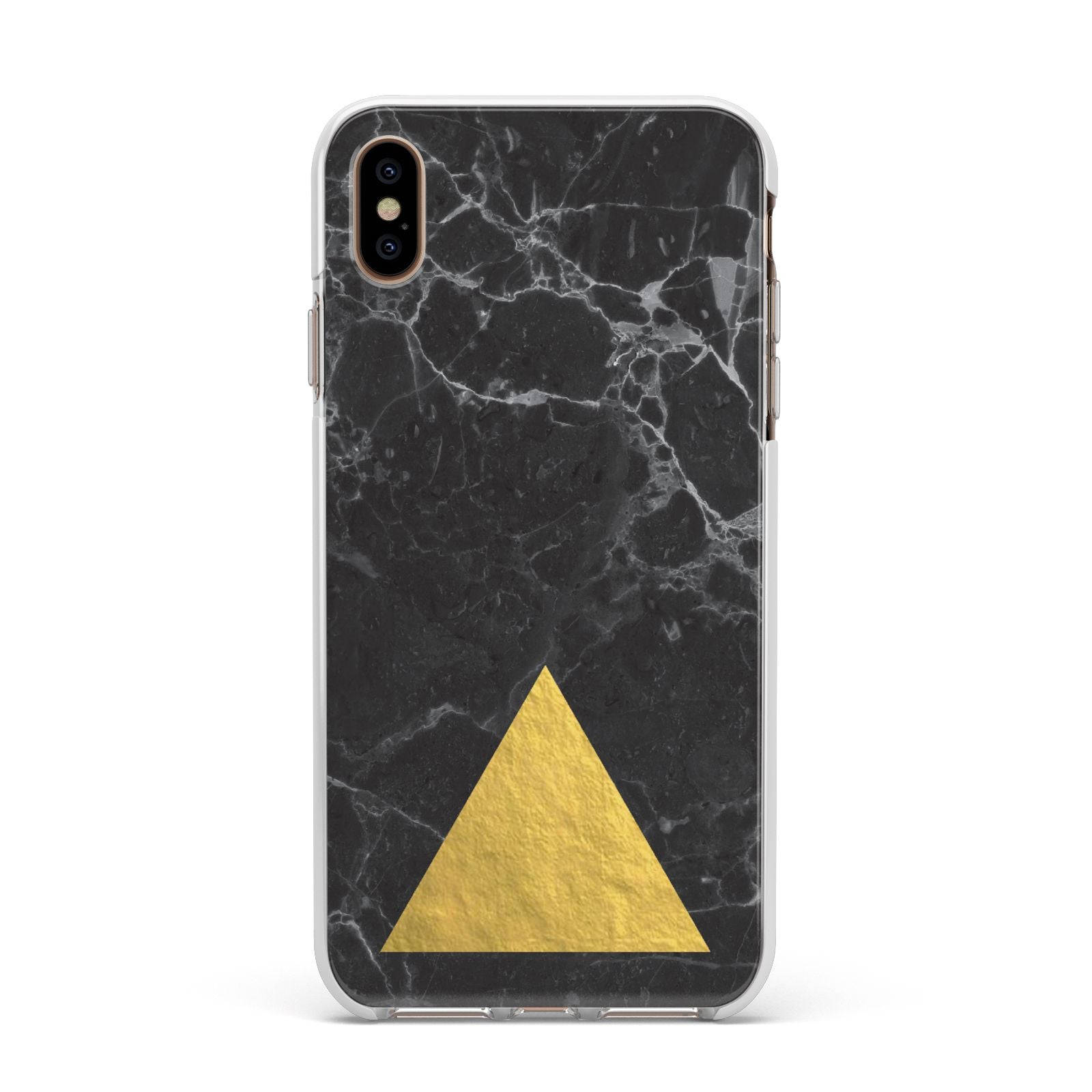 Marble Black Gold Foil Apple iPhone Xs Max Impact Case White Edge on Gold Phone