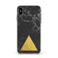 Marble Black Gold Foil Apple iPhone Xs Max Impact Case White Edge on Silver Phone