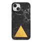 Marble Black Gold Foil iPhone 13 Black Impact Case on Silver phone