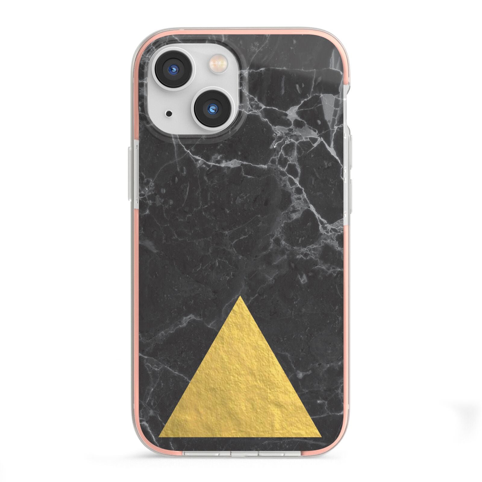 Marble Black Gold Foil iPhone 13 Mini TPU Impact Case with Pink Edges