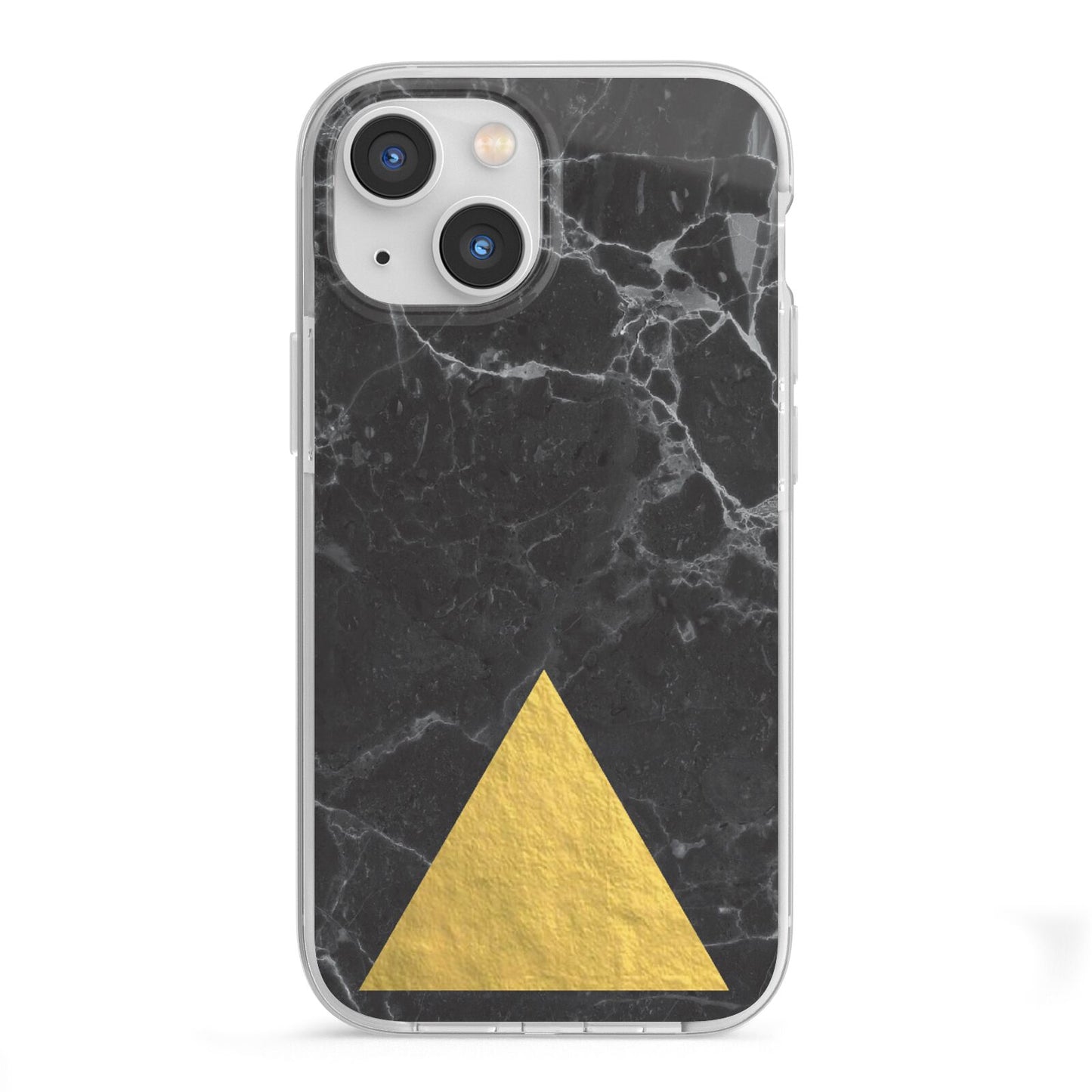 Marble Black Gold Foil iPhone 13 Mini TPU Impact Case with White Edges