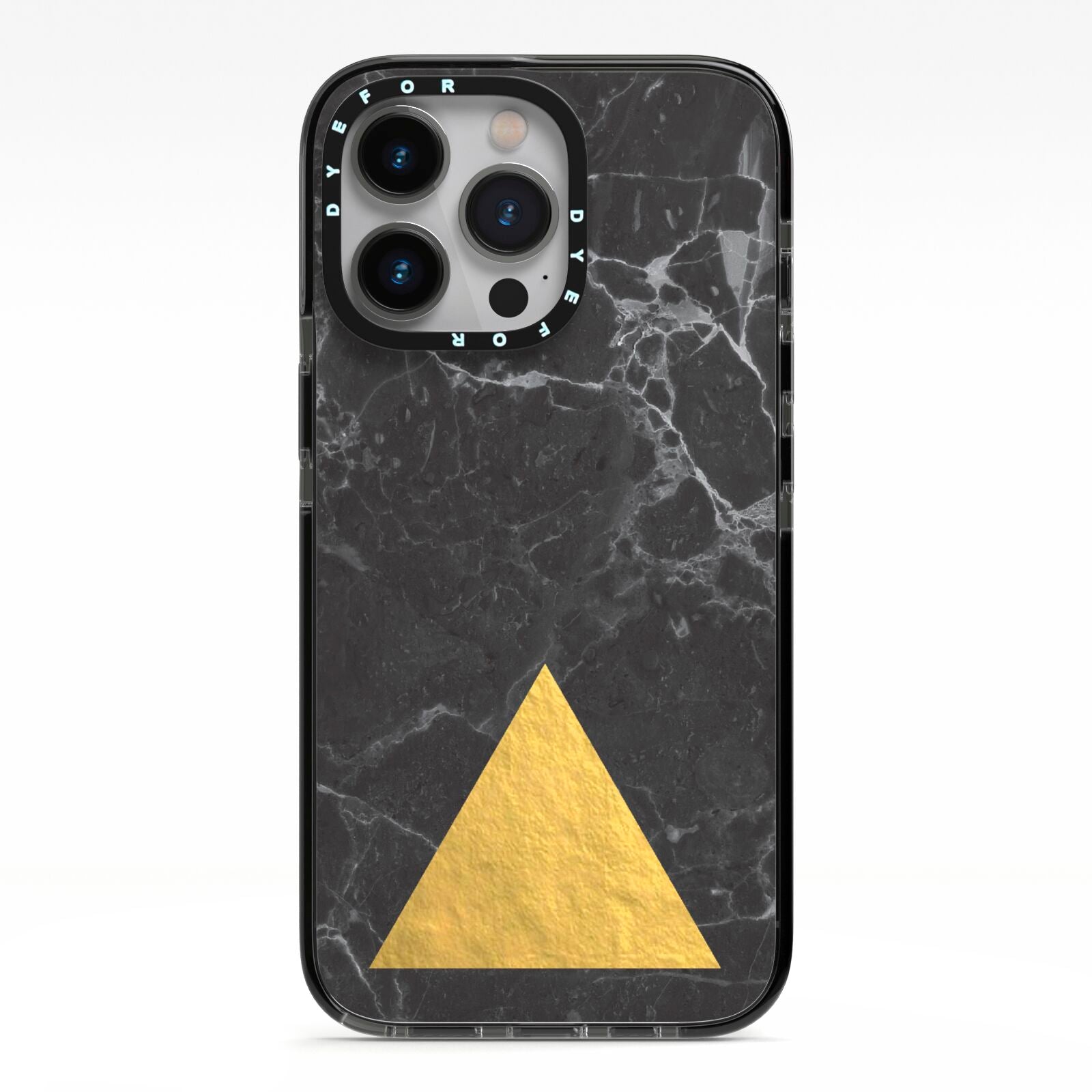 Marble Black Gold Foil iPhone 13 Pro Black Impact Case on Silver phone