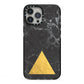 Marble Black Gold Foil iPhone 13 Pro Max Black Impact Case on Silver phone