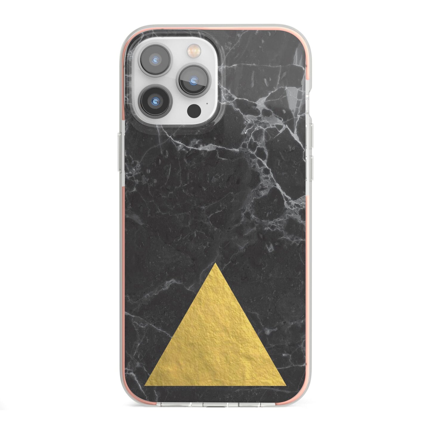 Marble Black Gold Foil iPhone 13 Pro Max TPU Impact Case with Pink Edges