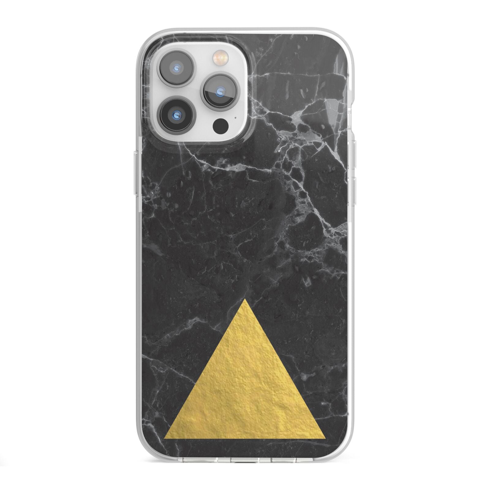 Marble Black Gold Foil iPhone 13 Pro Max TPU Impact Case with White Edges