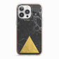 Marble Black Gold Foil iPhone 13 Pro TPU Impact Case with Pink Edges