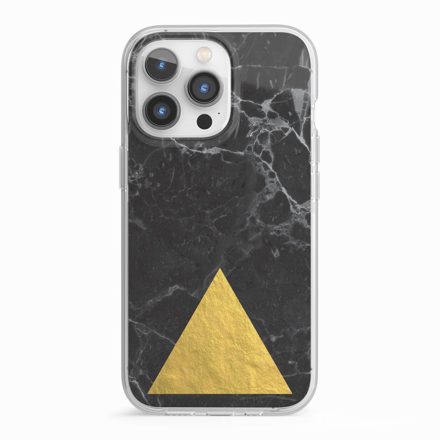 Marble Black Gold Foil iPhone 13 Pro TPU Impact Case with White Edges