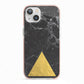 Marble Black Gold Foil iPhone 13 TPU Impact Case with Pink Edges