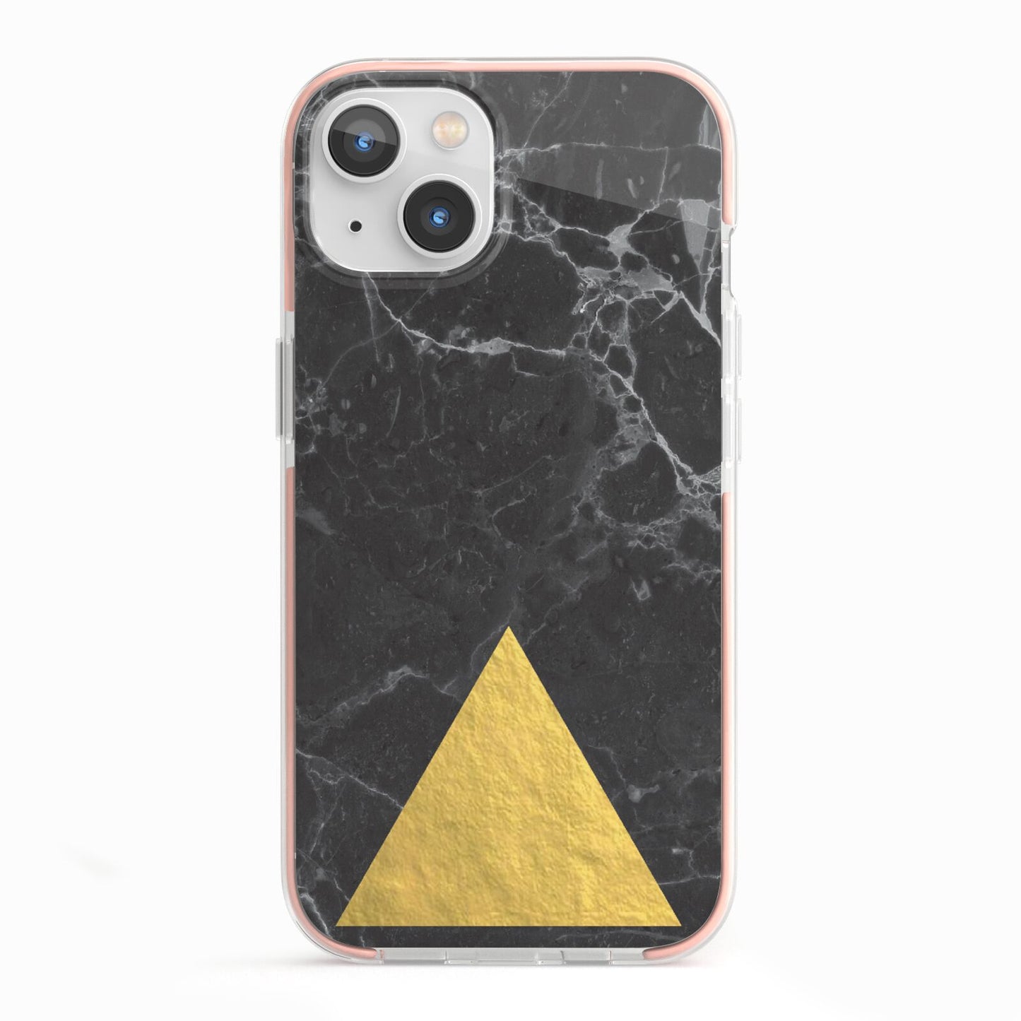Marble Black Gold Foil iPhone 13 TPU Impact Case with Pink Edges
