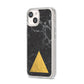 Marble Black Gold Foil iPhone 14 Clear Tough Case Starlight Angled Image