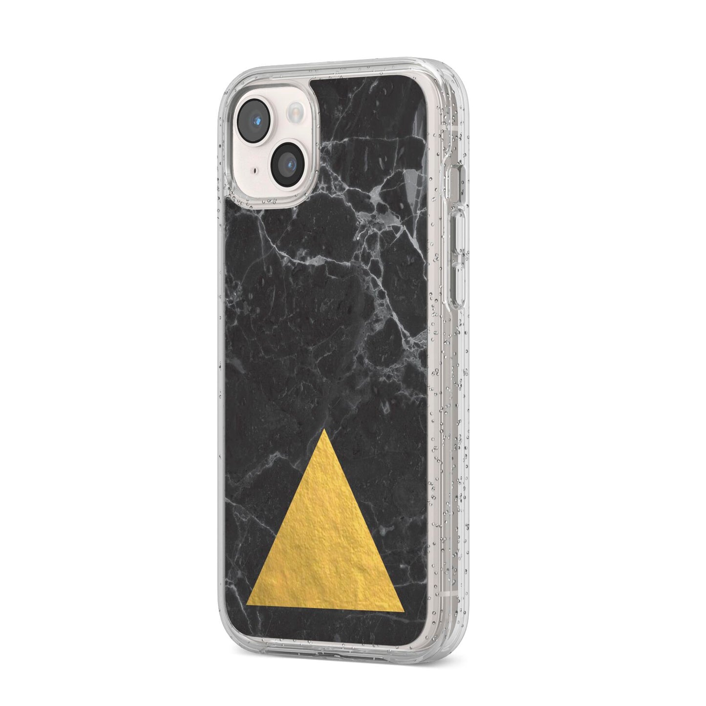 Marble Black Gold Foil iPhone 14 Plus Glitter Tough Case Starlight Angled Image