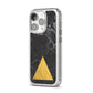 Marble Black Gold Foil iPhone 14 Pro Clear Tough Case Silver Angled Image