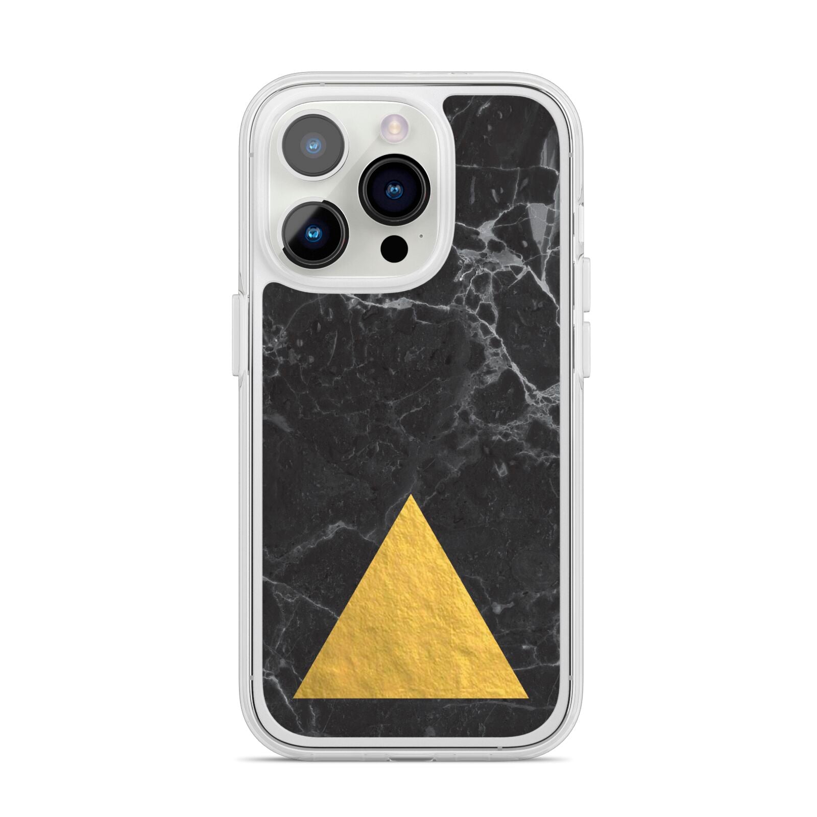 Marble Black Gold Foil iPhone 14 Pro Clear Tough Case Silver