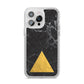 Marble Black Gold Foil iPhone 14 Pro Max Clear Tough Case Silver