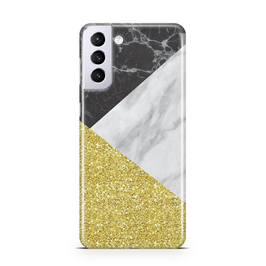 Marble Black Gold Samsung S21 Plus Phone Case