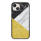 Marble Black Gold iPhone 13 Black Impact Case on Silver phone