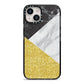 Marble Black Gold iPhone 14 Black Impact Case on Silver phone