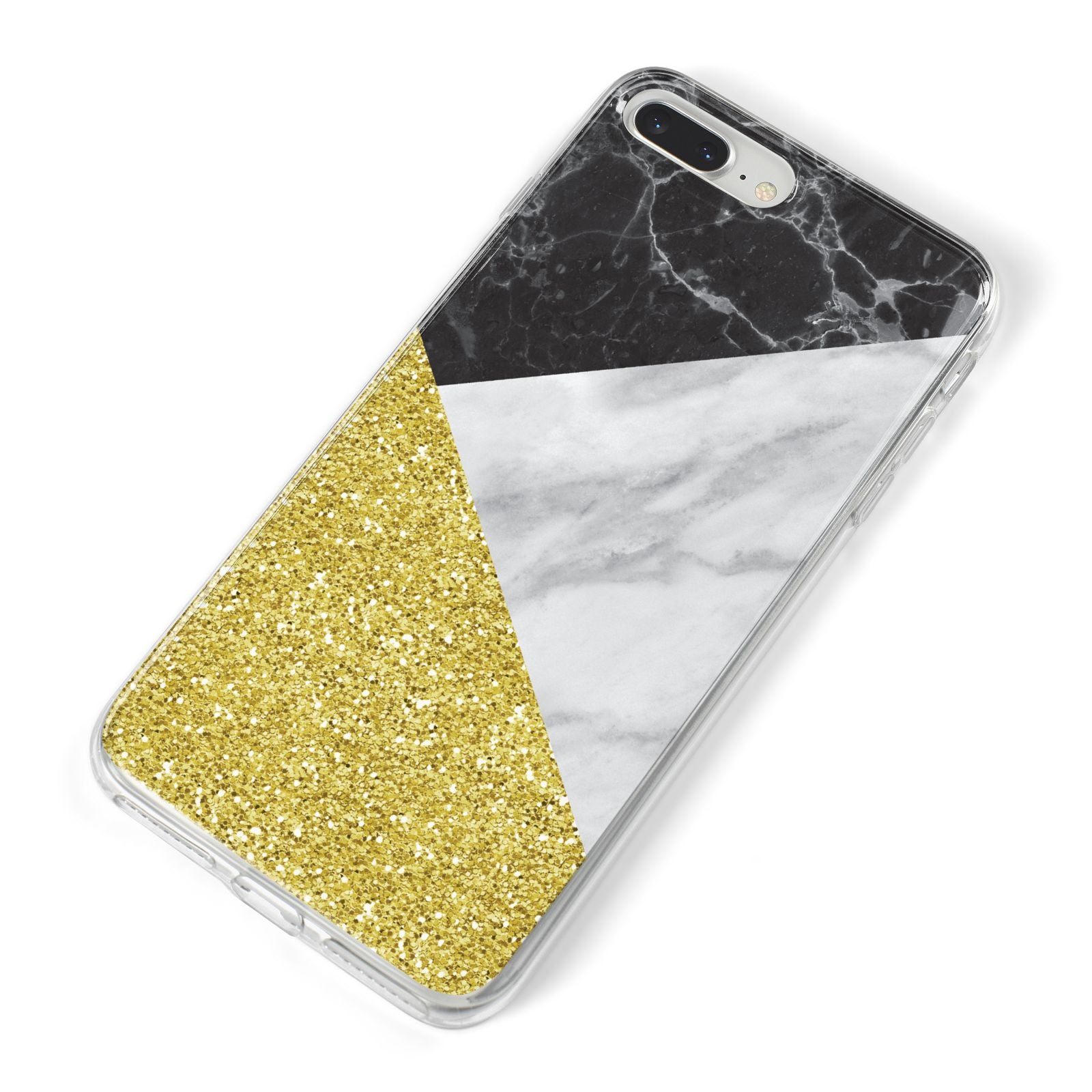 Marble Black Gold iPhone 8 Plus Bumper Case on Silver iPhone Alternative Image