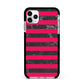 Marble Black Hot Pink Apple iPhone 11 Pro Max in Silver with Black Impact Case