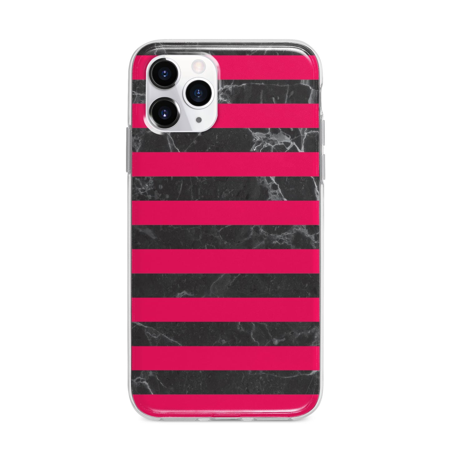 Marble Black Hot Pink Apple iPhone 11 Pro Max in Silver with Bumper Case