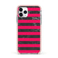 Marble Black Hot Pink Apple iPhone 11 Pro in Silver with Pink Impact Case
