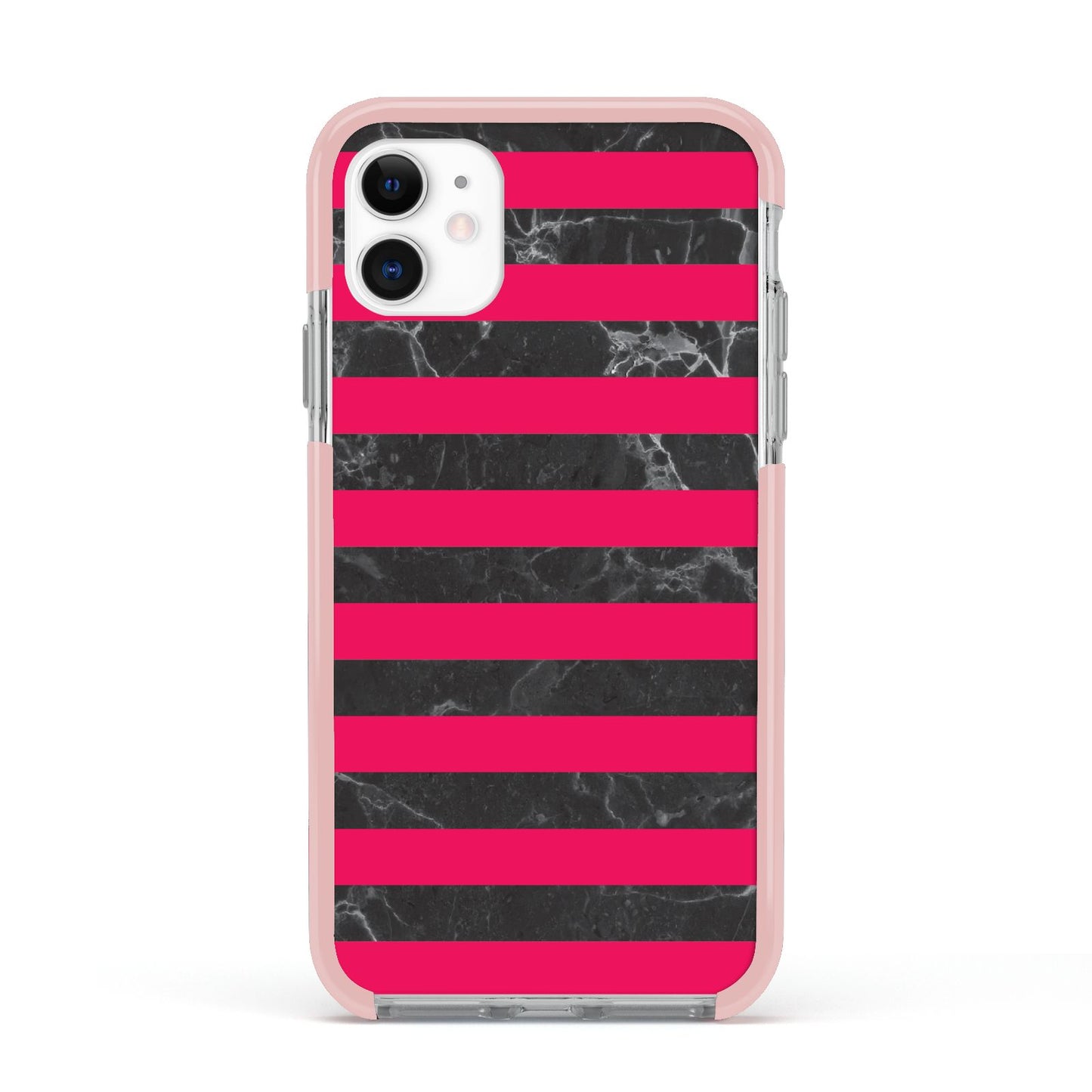 Marble Black Hot Pink Apple iPhone 11 in White with Pink Impact Case