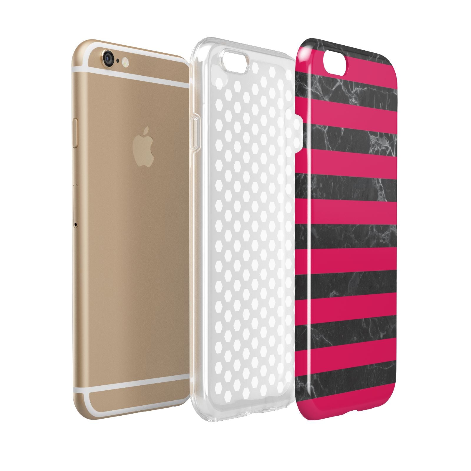 Marble Black Hot Pink Apple iPhone 6 3D Tough Case Expanded view
