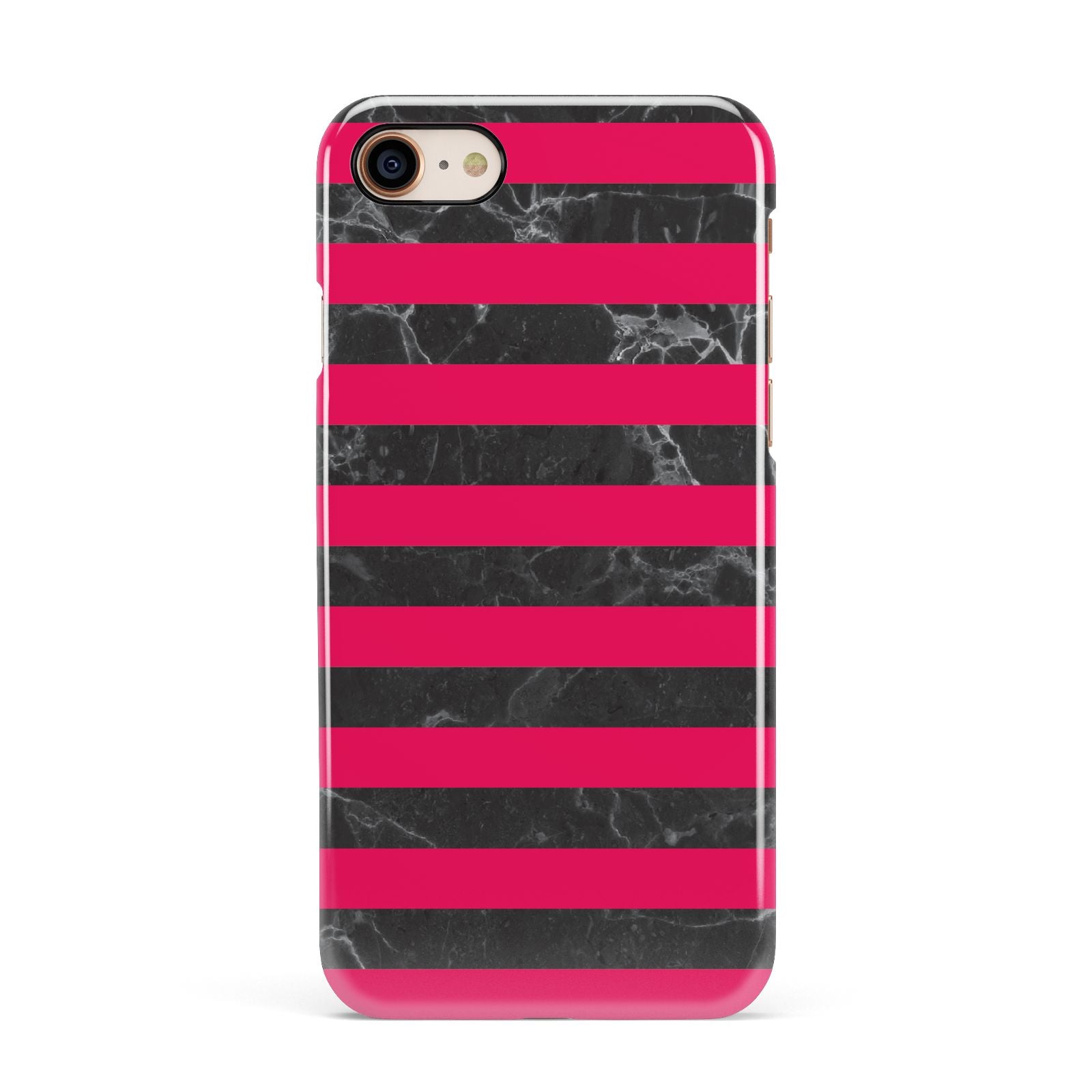 Marble Black Hot Pink Apple iPhone 7 8 3D Snap Case