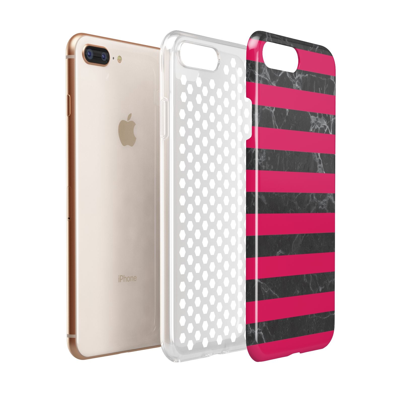Marble Black Hot Pink Apple iPhone 7 8 Plus 3D Tough Case Expanded View