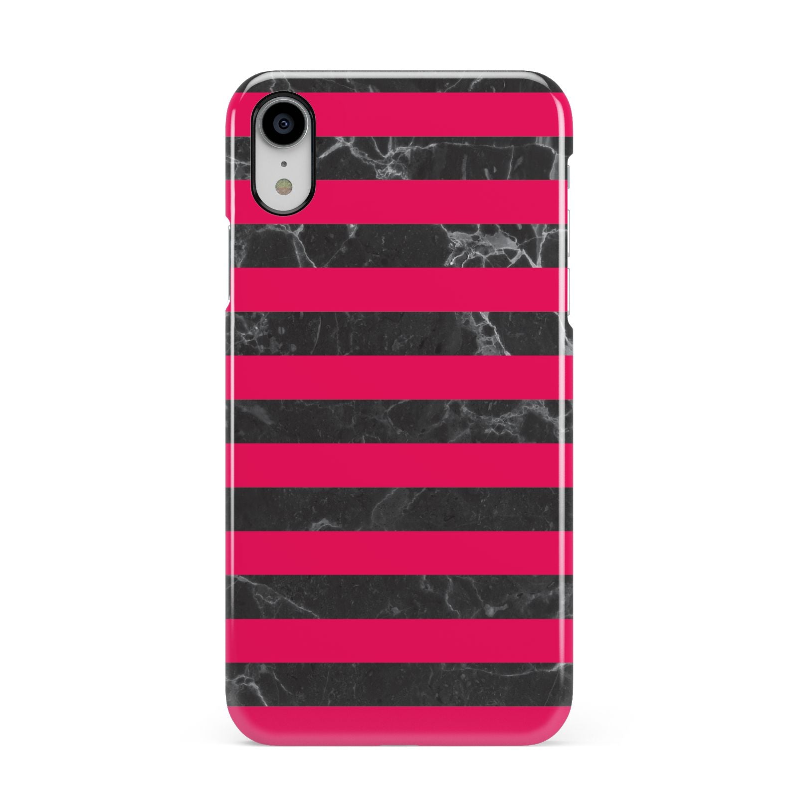 Marble Black Hot Pink Apple iPhone XR White 3D Snap Case